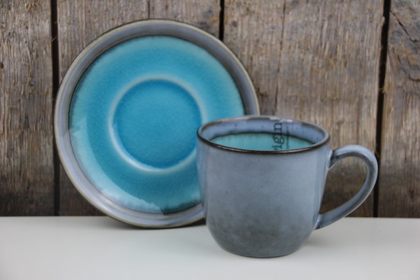 Easy Life - Kaffee Tasse mit Unterteller - Origin - light blue / blau